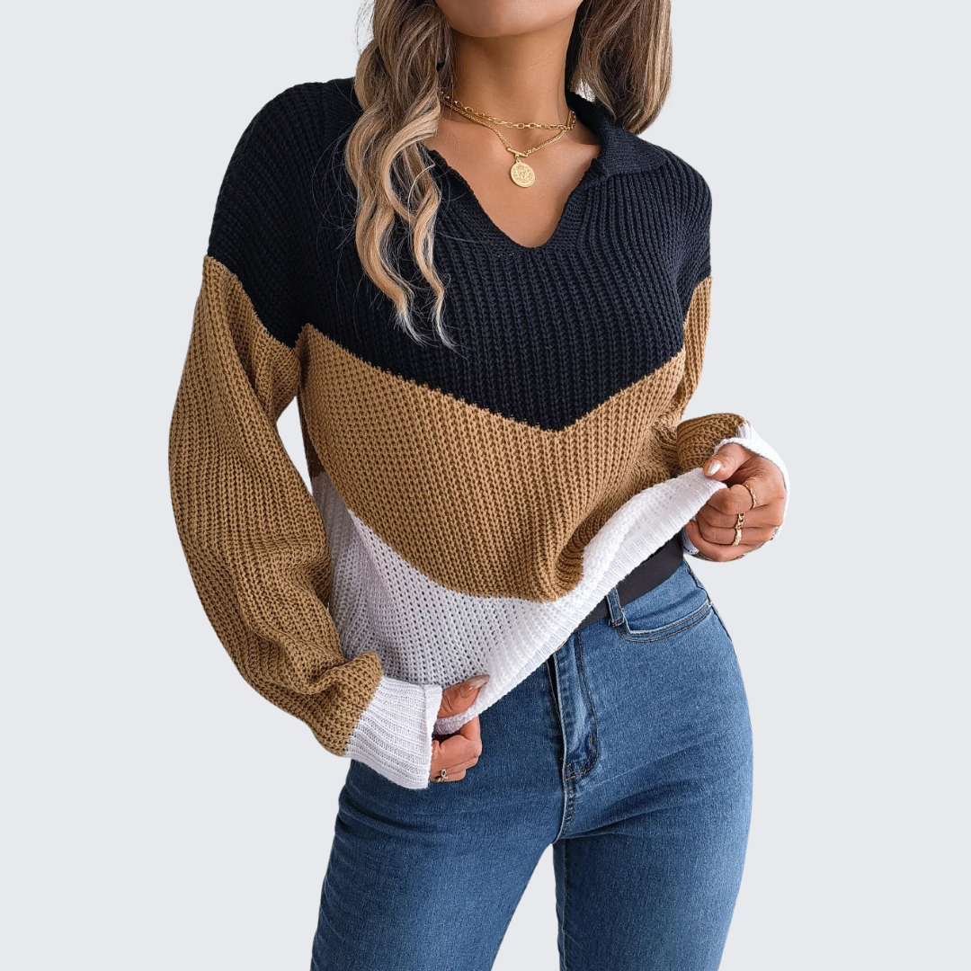 Wendy™ | Patchwork jumper with lantern sleeves