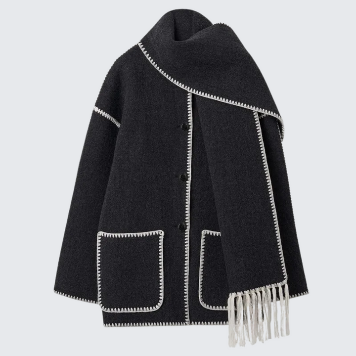 Denise - Jacket with fringed scarf