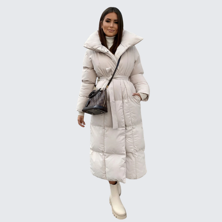 Wifey - Long quilted puffer jacket with belt