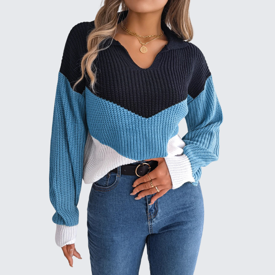 Wendy™ | Patchwork jumper with lantern sleeves