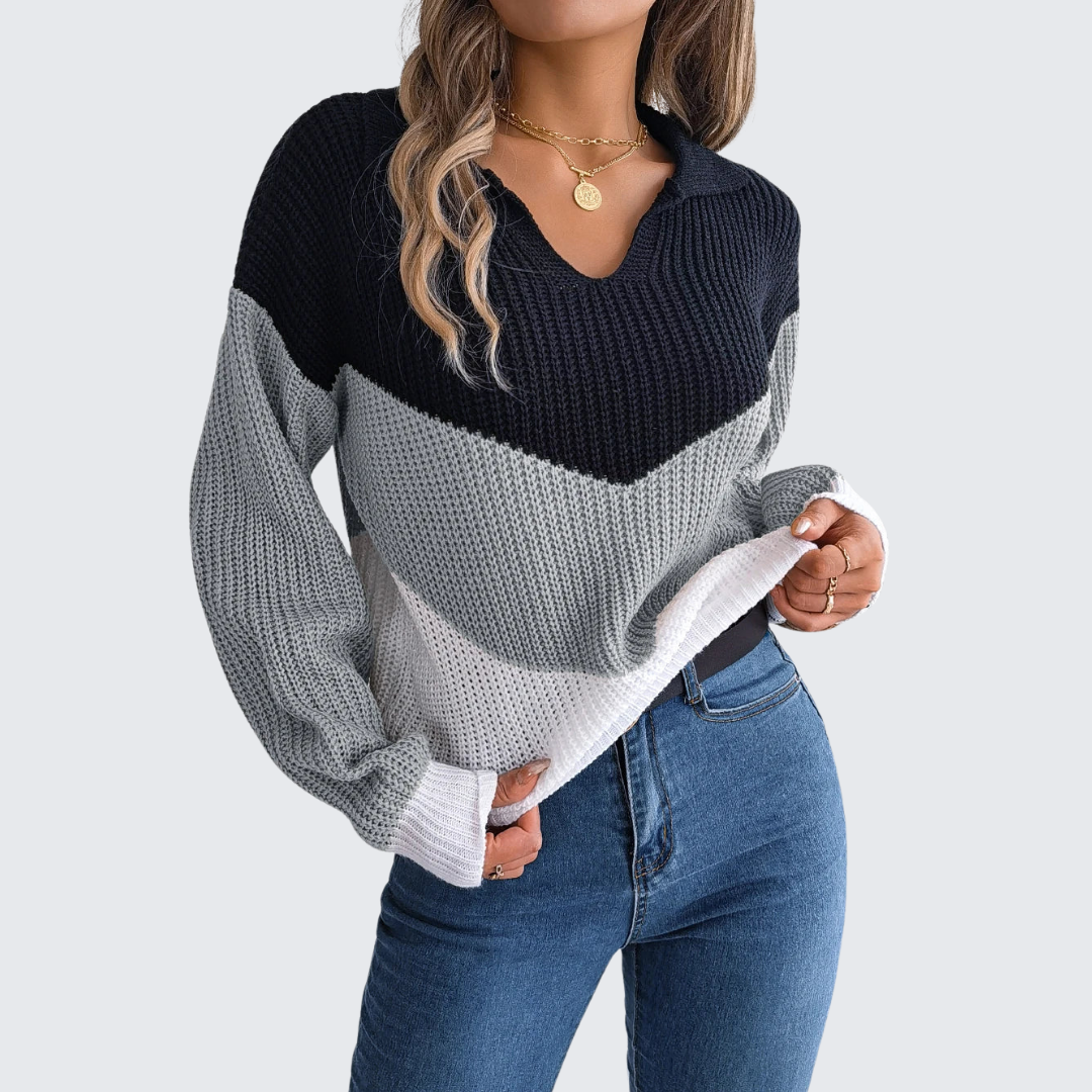 Wendy™ | Patchwork jumper with lantern sleeves