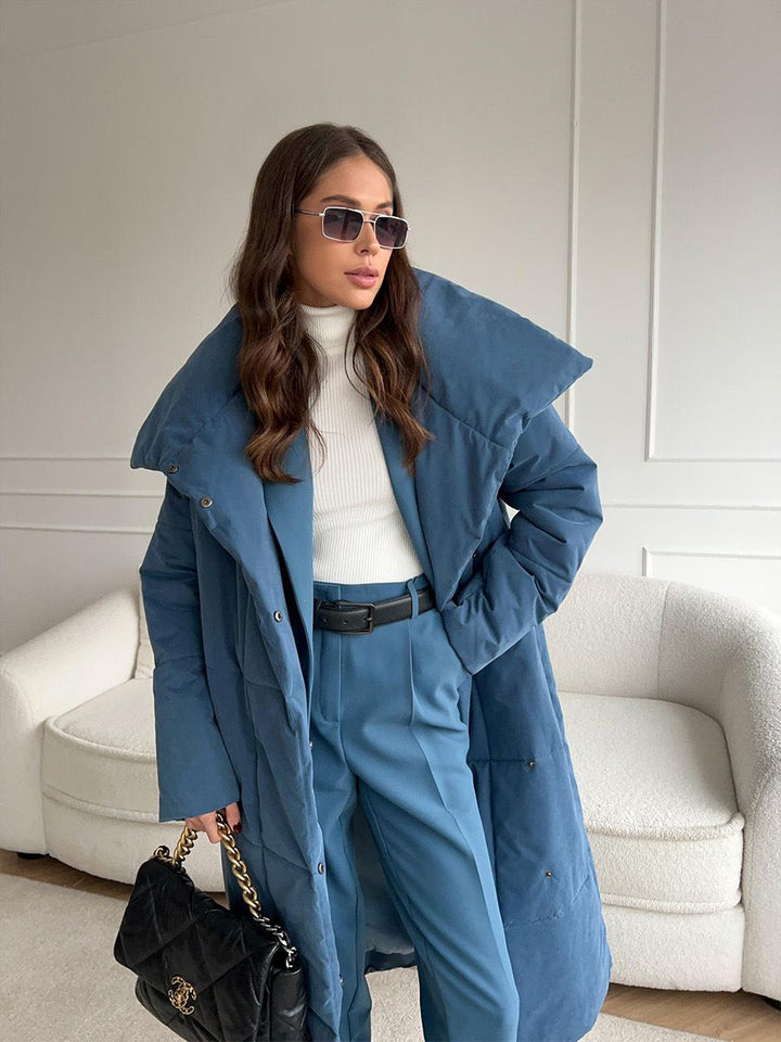 Wifey - Long quilted puffer jacket with belt